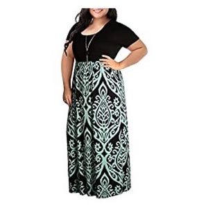 Short Sleeve Plus Size Casual Maxi Dress